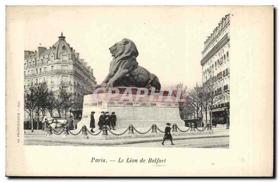 Paris (14)- Lion de Belfort-cheval-Place Denfert Rochereau-Oeuvre de Bartholdi-CPA