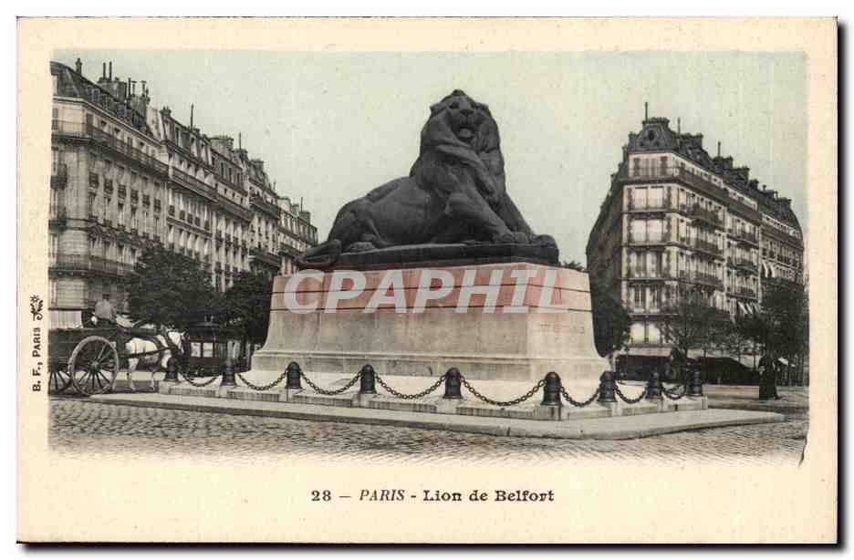 Paris (14)- Lion de Belfort-cheval-Place Denfert Rochereau-Oeuvre de Bartholdi-CPA