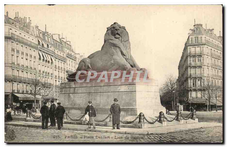 Paris (14)- Lion de Belfort-homme-Place Denfert Rochereau-Oeuvre de Bartholdi-CPA