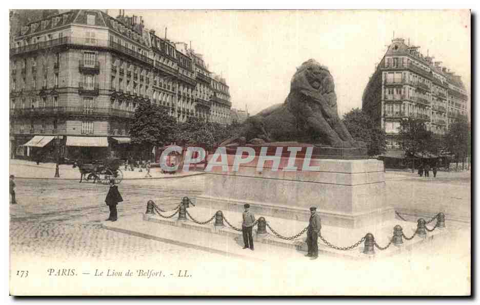 Paris (14)- Lion de Belfort-homme-cheval-Place Denfert Rochereau-Oeuvre de Bartholdi-CPA