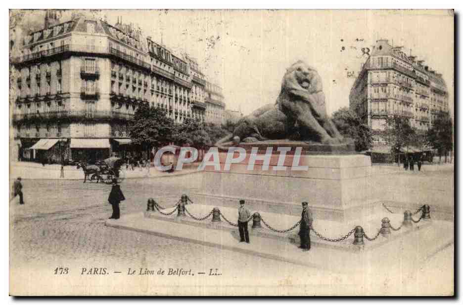 Paris (14)- Lion de Belfort-homme-cheval-Place Denfert Rochereau-Oeuvre de Bartholdi-CPA