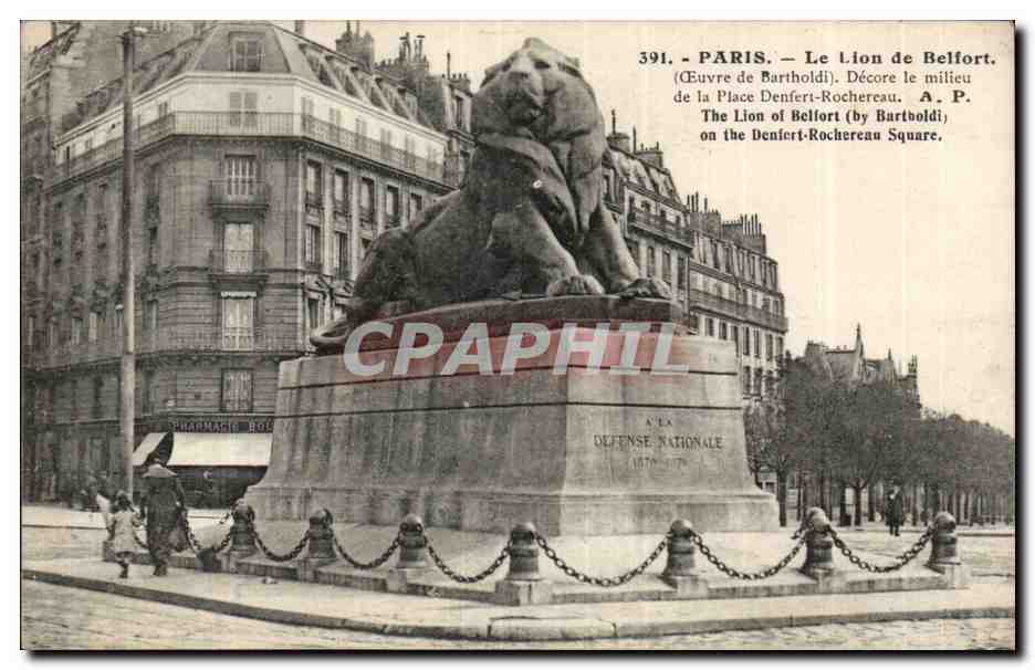 Paris (14)- Lion de Belfort--cheval--Place Denfert Rochereau-Oeuvre de Bartholdi-CPA