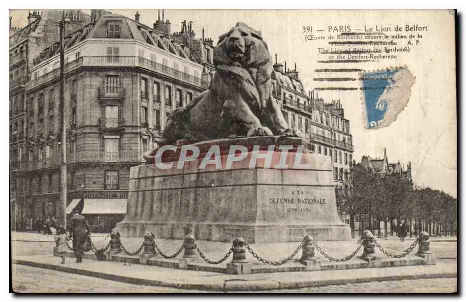 Paris (14)- Lion de Belfort--cheval--Place Denfert Rochereau-Oeuvre de Bartholdi-CPA