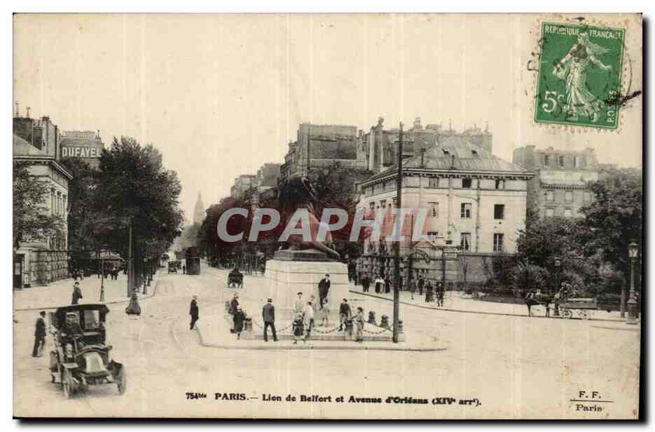 Paris — Lion de Belfort et Avenue d'Orléans (XIVe arr.) — Dufayel