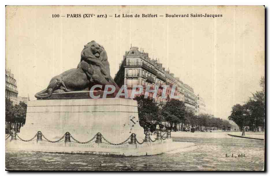 Paris (14)- Lion de Belfort--Place Denfert Rochereau-Oeuvre de Bartholdi-CPA