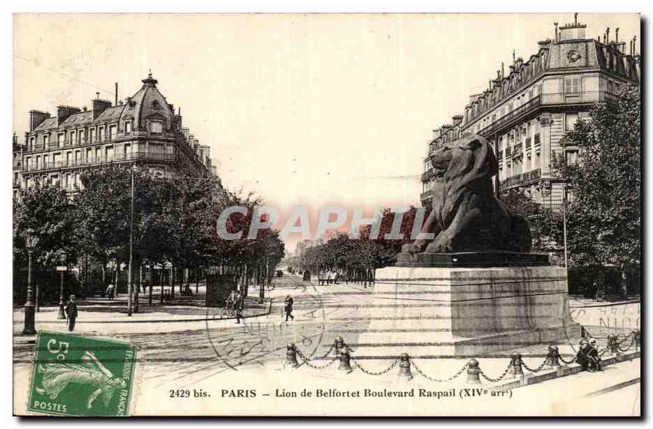 Paris (14)- Lion de Belfort- -Place Denfert Rochereau-Oeuvre de Bartholdi-CPA