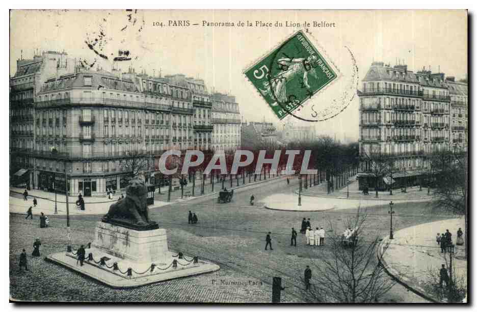 Paris (14)- Lion de Belfort -Place Denfert Rochereau-Oeuvre de Bartholdi-CPA