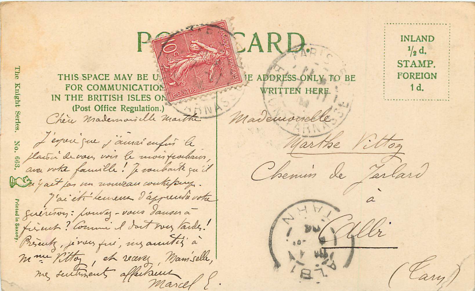 CPA Foret — Verso