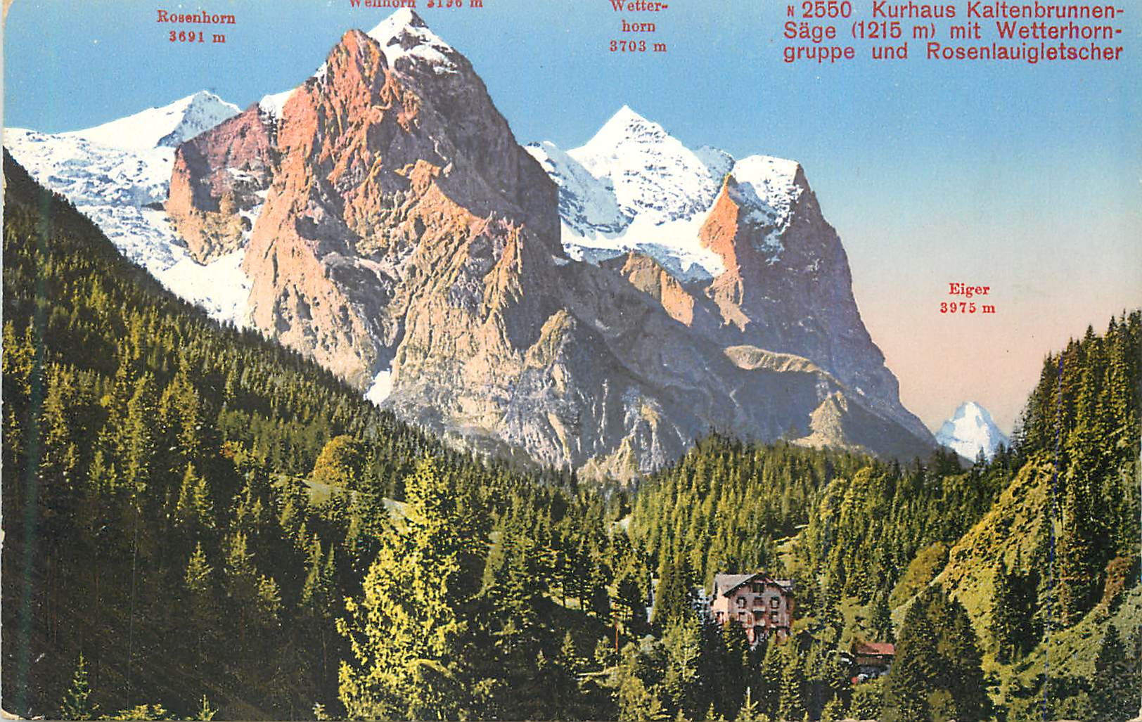 CPA 2550 kurhaus kattenbrunnen sage (1215 m) mit wetterhirn gruppe und rosenlauigletscher 