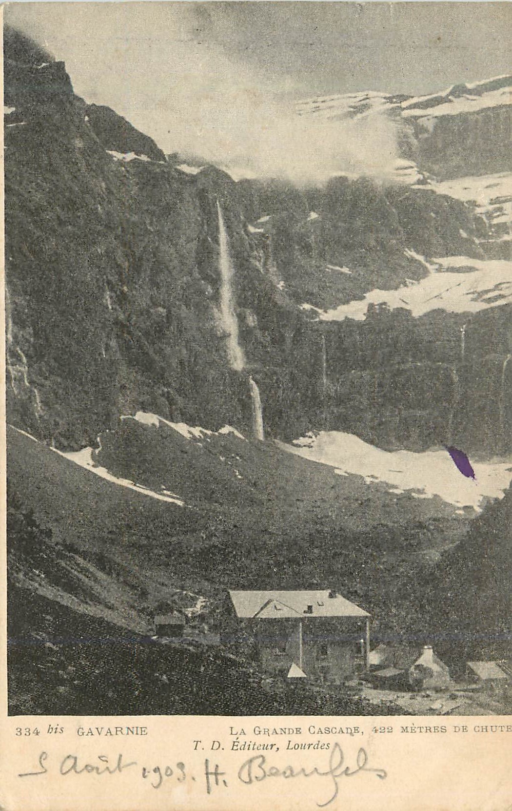 CPA Gavarnie la grande cascade 133 m de chute