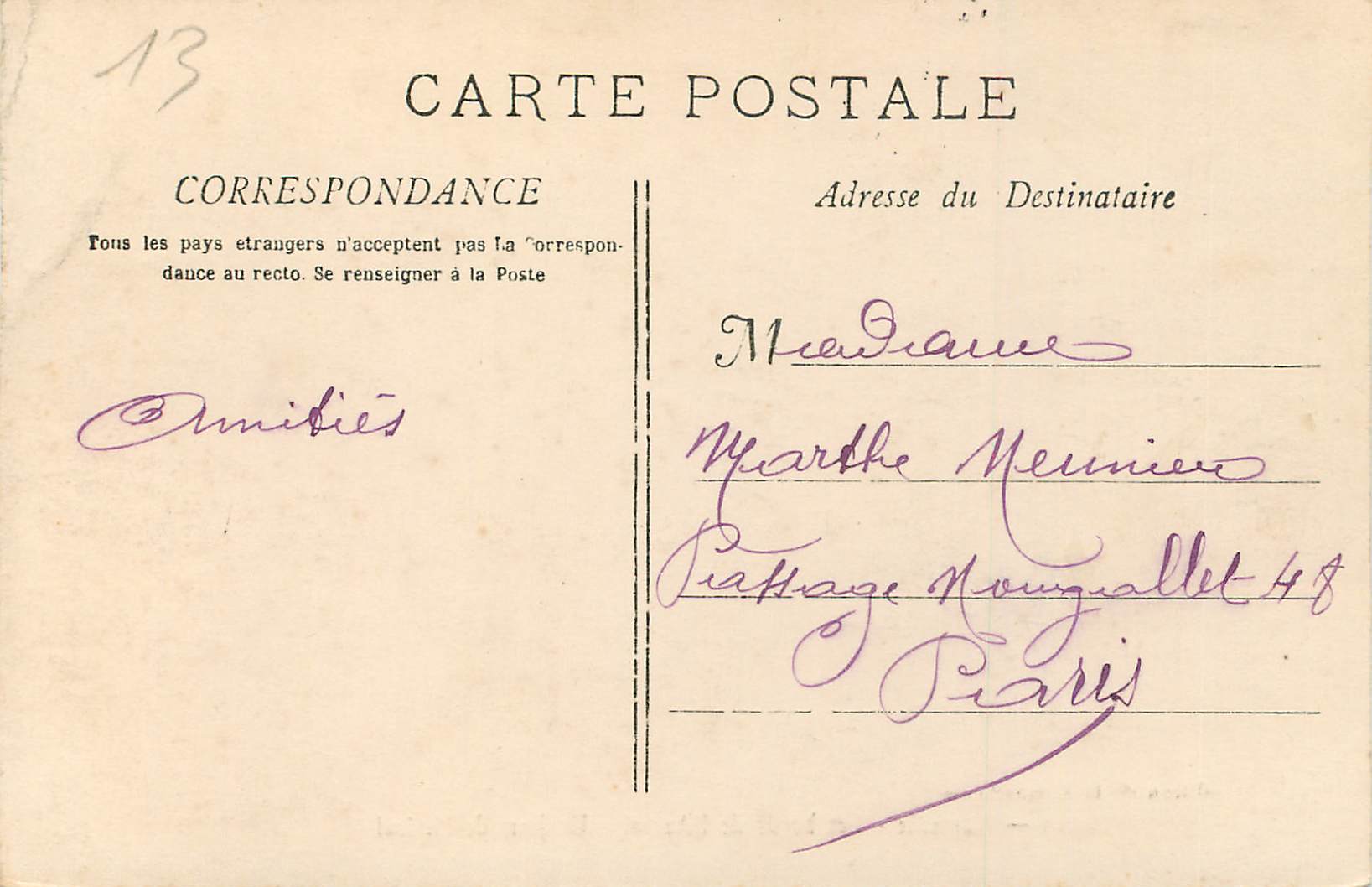 CPA Marseille les bords de l'auriol un jour de mistral — Rückseite