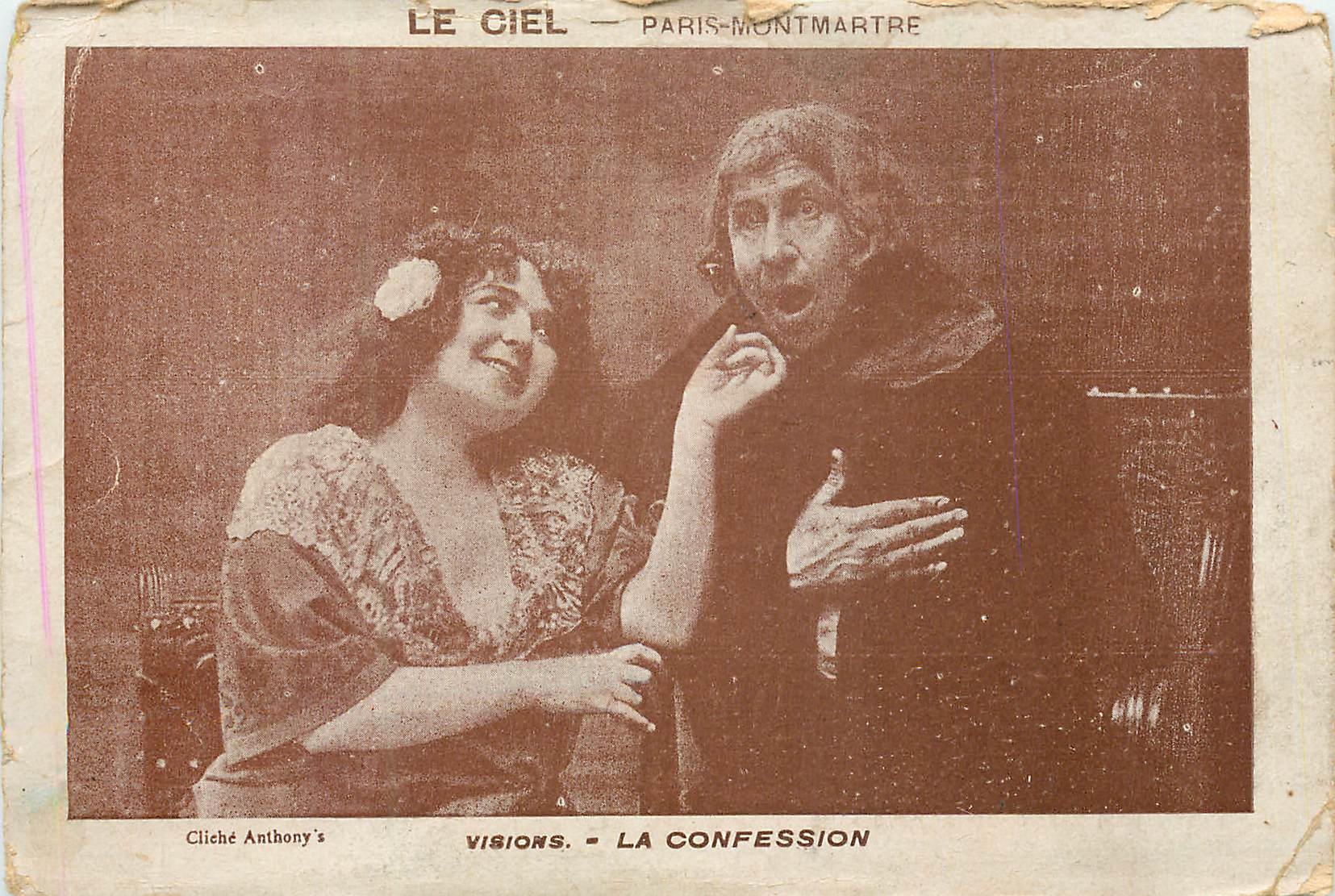 CPA Paris le ciel montmartre visions la confession