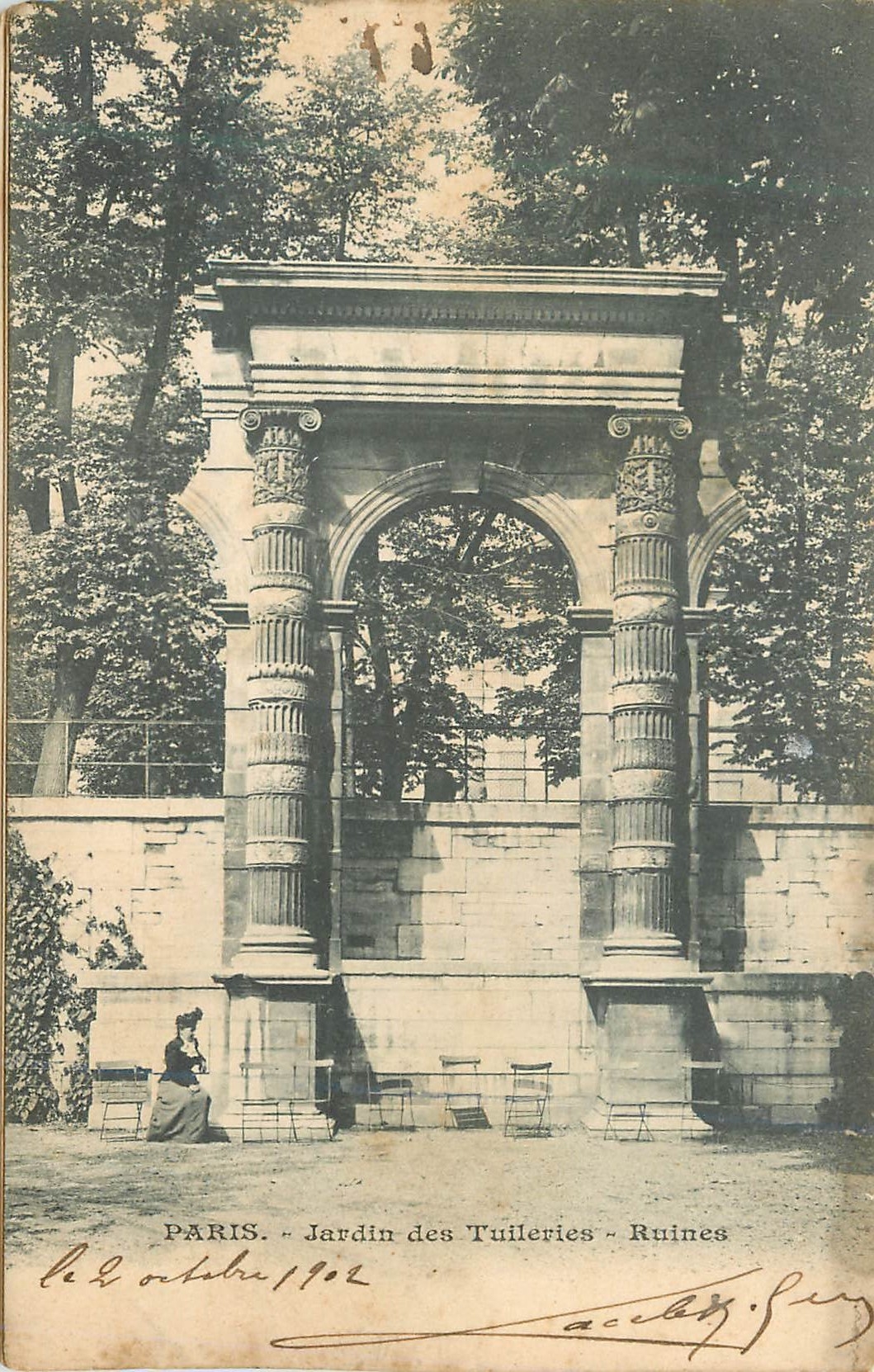 CPA Paris jardins des tuileries ruines