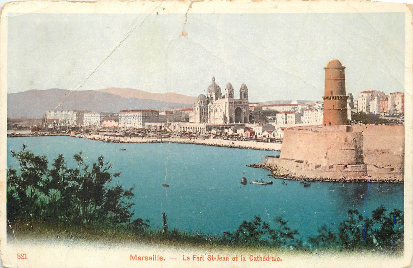 CPA Marseille le fort St Jean et la cathedrale
