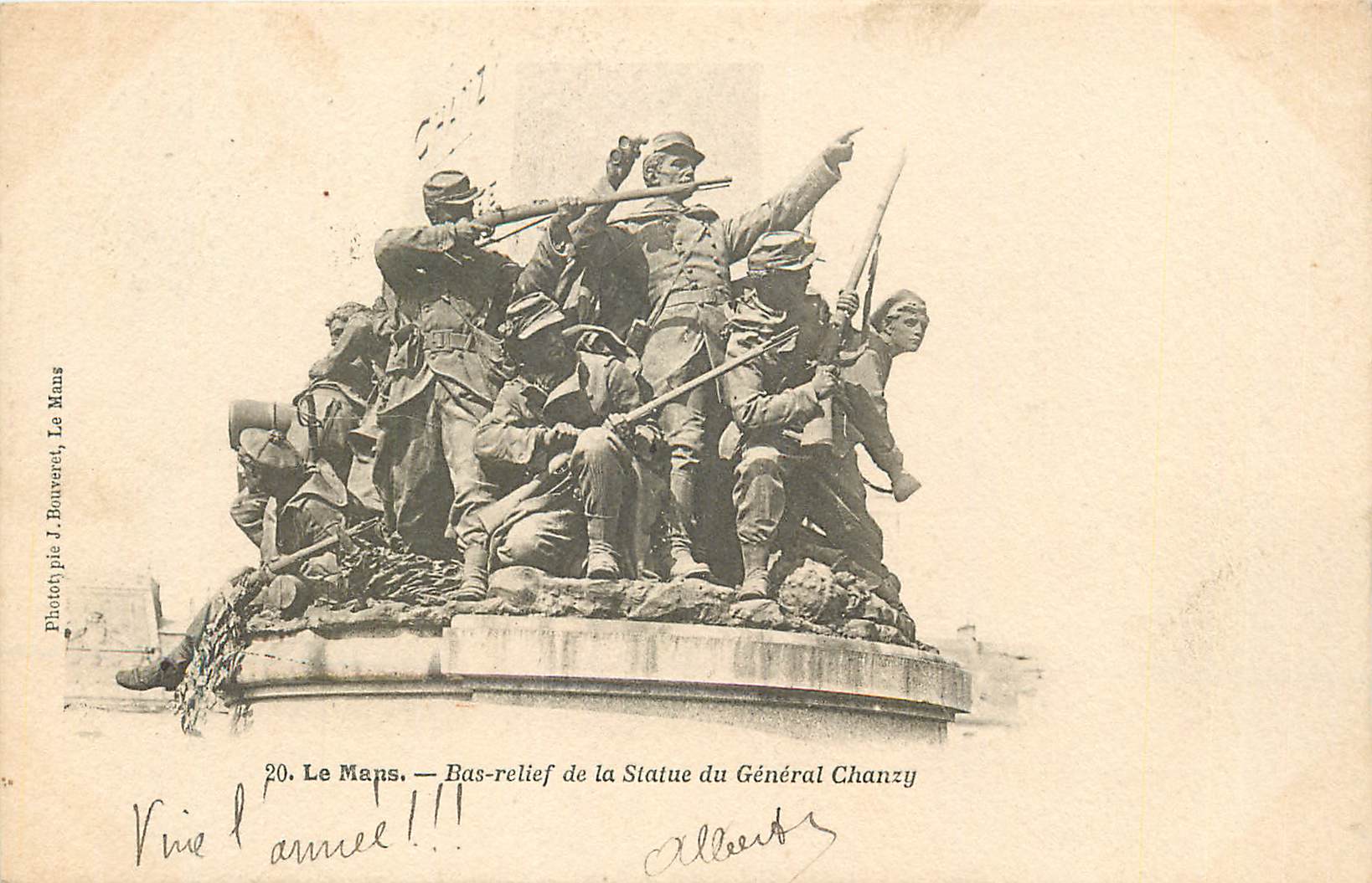 Le Mans — Bas-relief de la Statue du Général Chanzy — Phototypie J. Bouveret, Le Mans, n°20