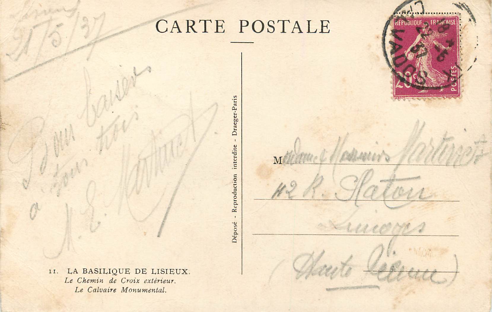 CPA La Basilique de Lisieux le chemin de croix exterieur — Verso