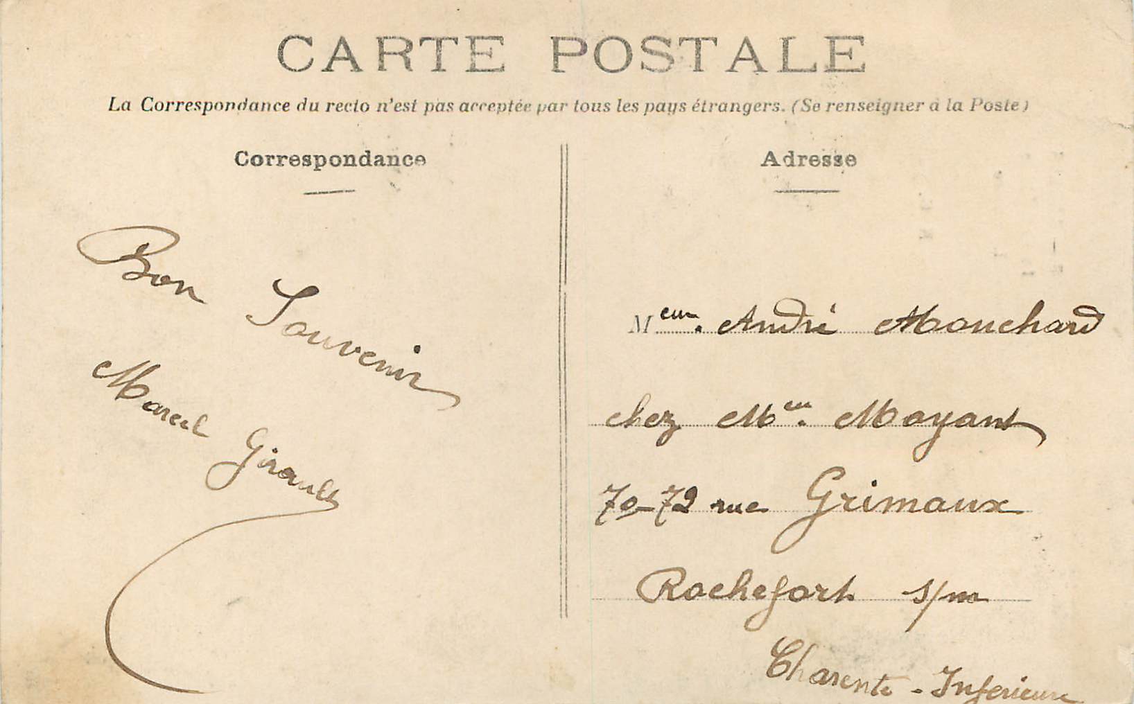 CPA Angers la cathedrale la chaire — Verso
