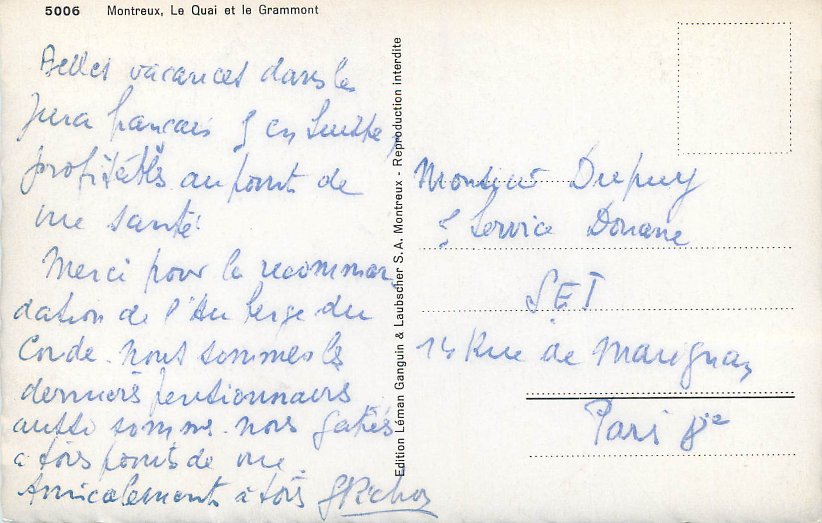 CPM Montreux le quai et le grammont — Rückseite