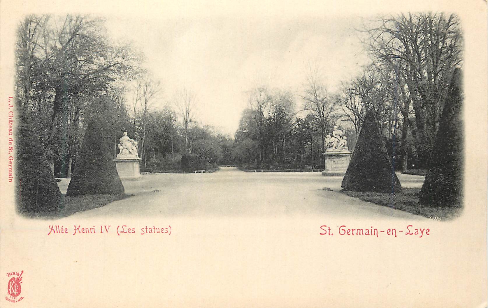 CPA St Germain en Laye allee Henri IV (les statues) (carte 1900)