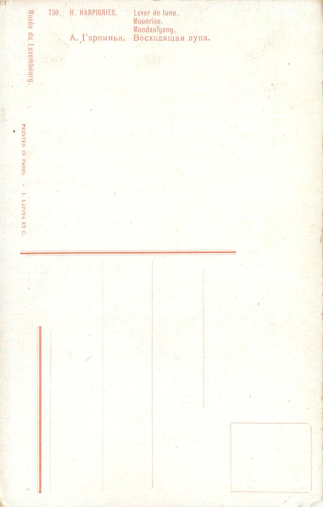 CPM Harpignies lever de lune — Verso