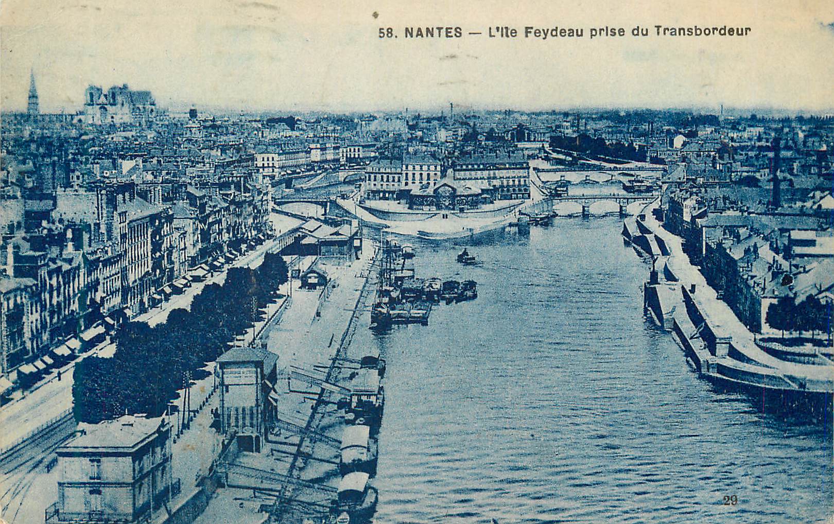 CPA Nantes l'ile feydeau prise du transborduer