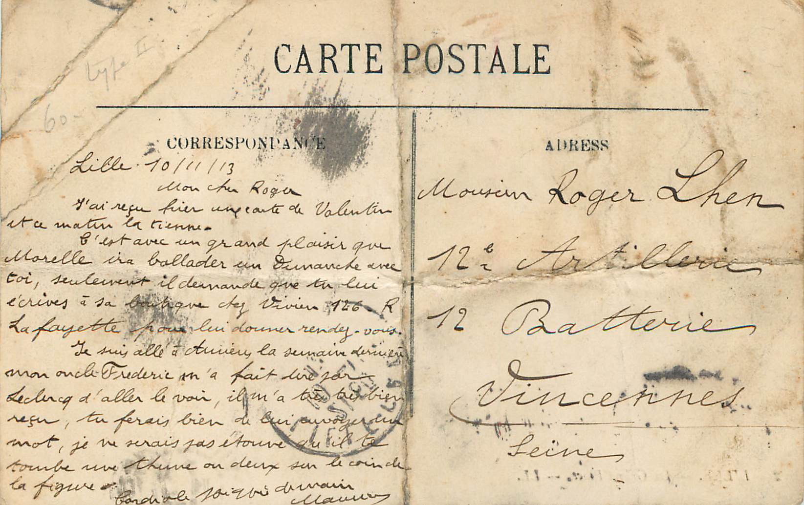 CPA Lille la grand place Tramways — Rückseite