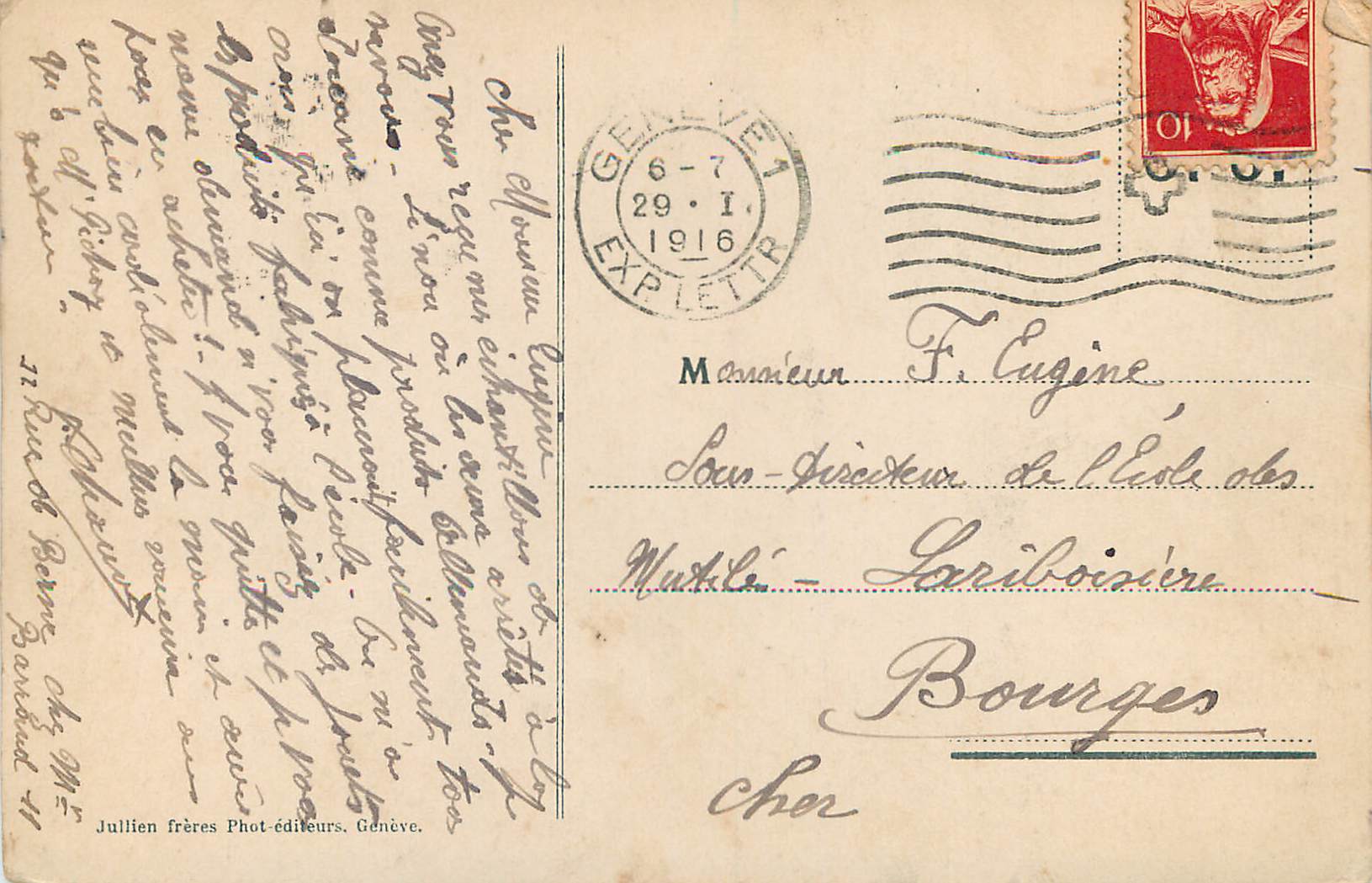 CPA Geneve Bvic du mont blanc et le grand — Verso