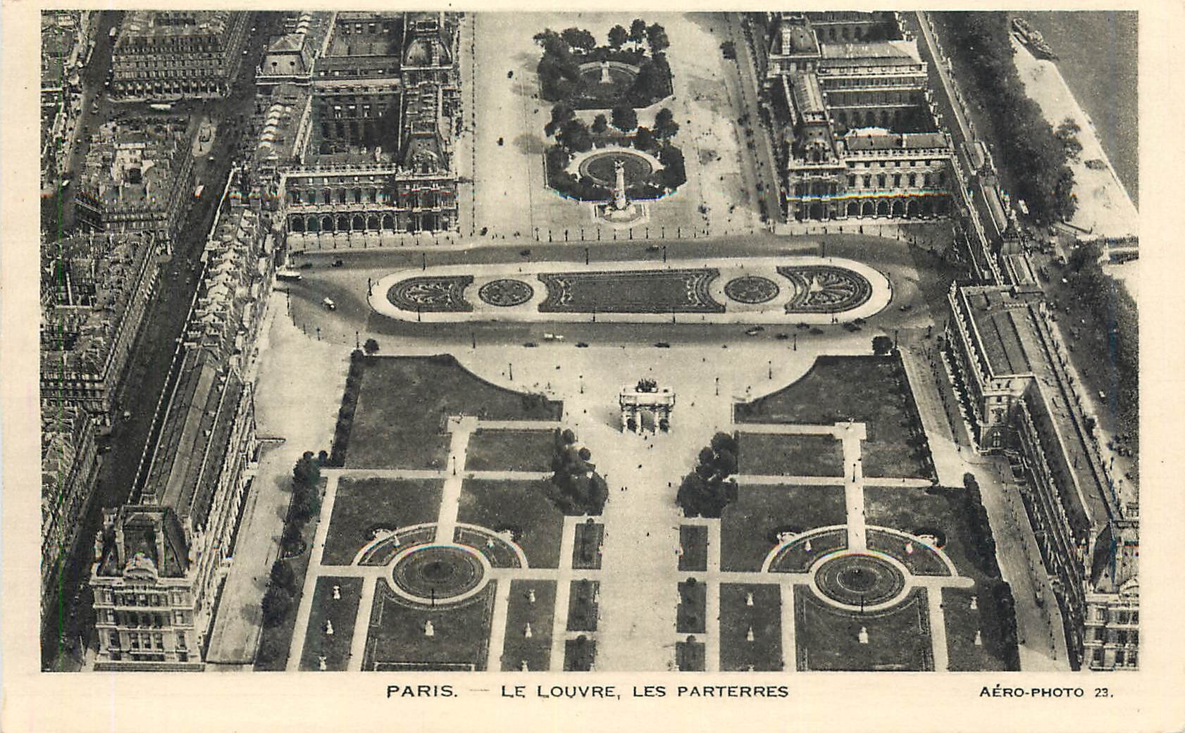 CPA Paris le Louvre les parterres