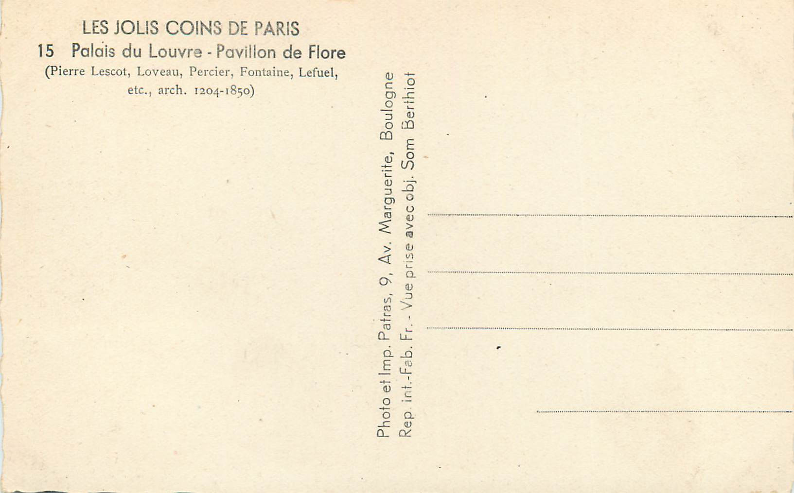 CPM Les jolis coins de Paris palais du Louvre Pavillon de flore — Rückseite