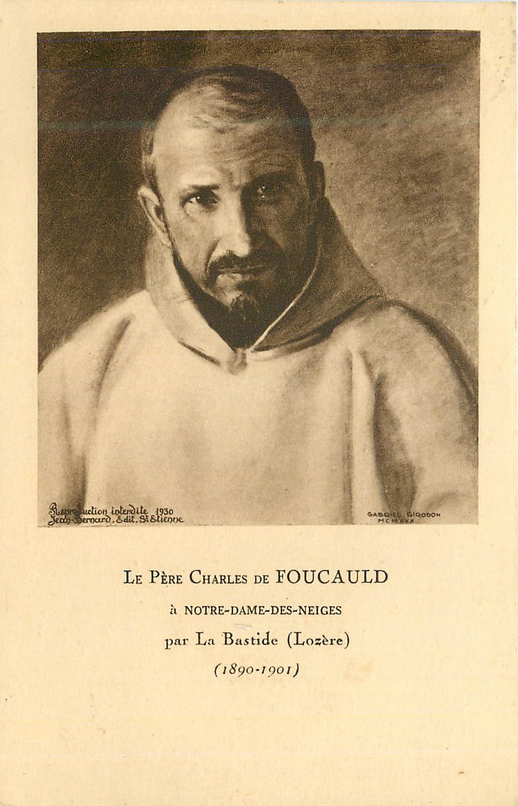 Le Père Charles de Foucauld à Notre-Dame-des-Neiges — par La Bastide (Lozère) — Jean Bernard, Édit. Stienne, 1930