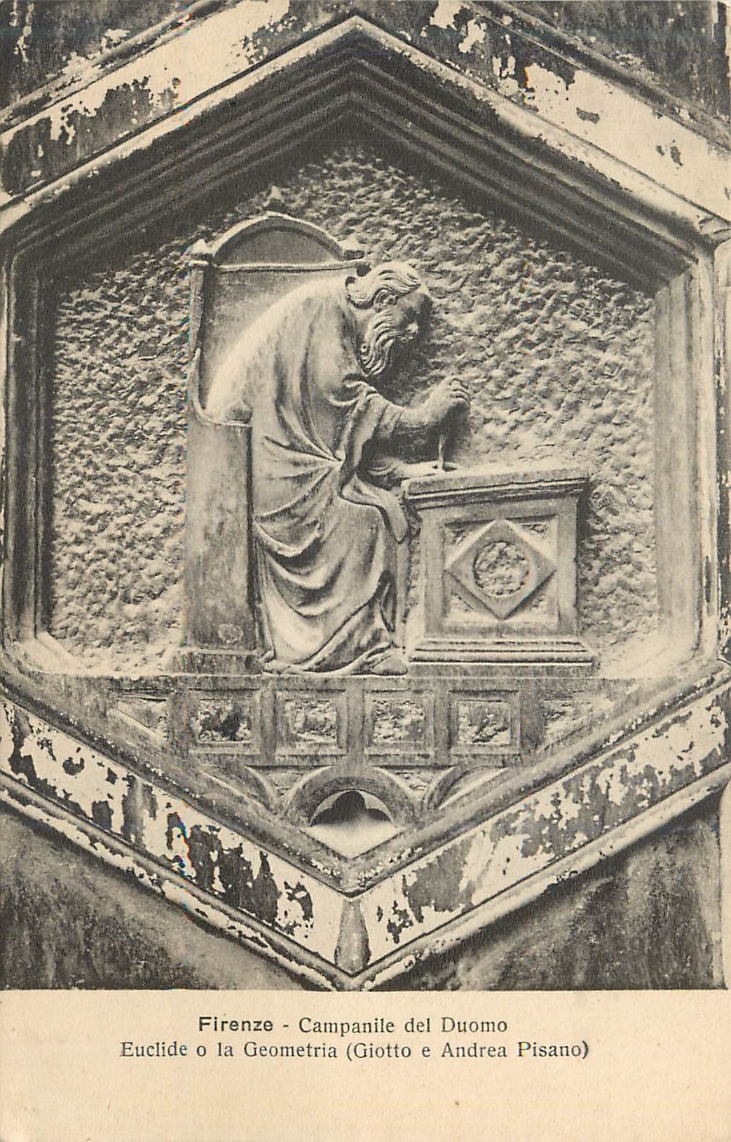 CPA Firenze camapanile del duomo euclide o la geometria (Giotto e andrea pisano)