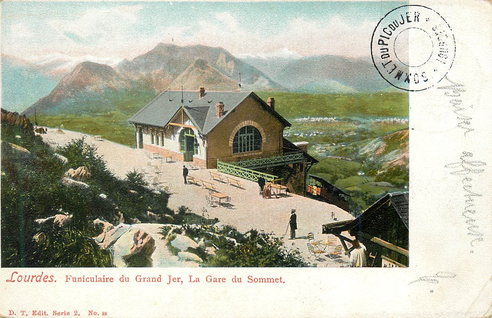 CPA Lourdes funiculaire du grand jer la gave du sommet