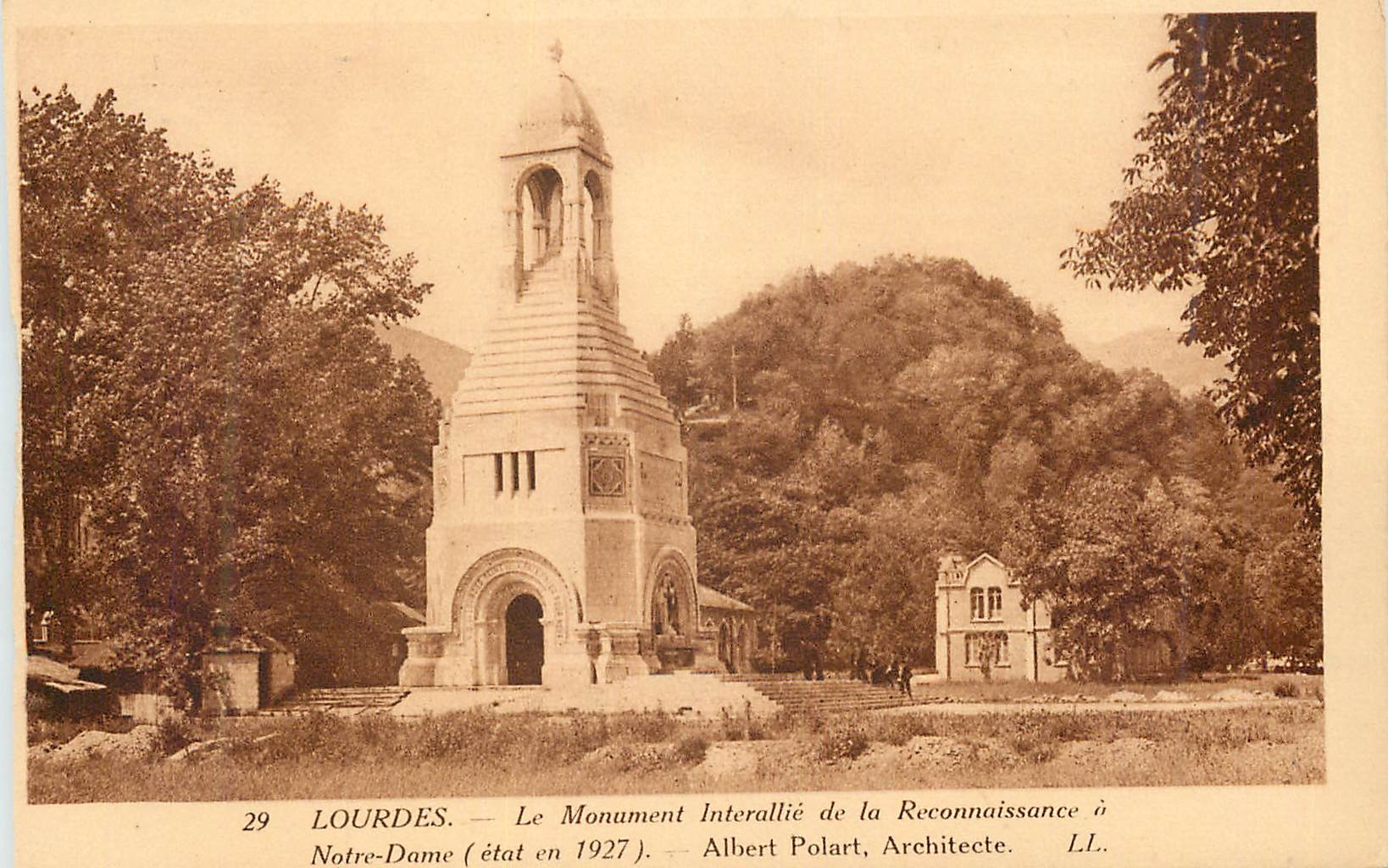 Lourdes — Le Monument Interallié de la Reconnaissance à Notre-Dame (état en 1927) — Albert Polart, Architecte