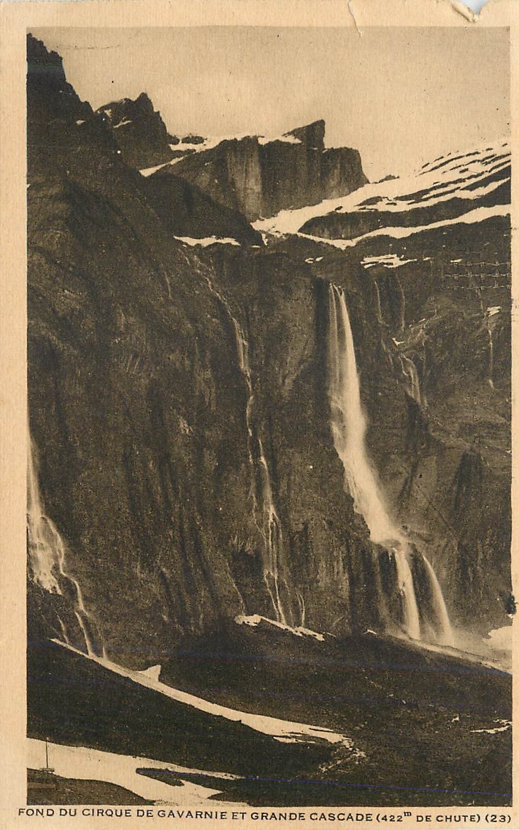 CPA Fond du cirque de Gavarnie grande cascade (422 m) de chute)