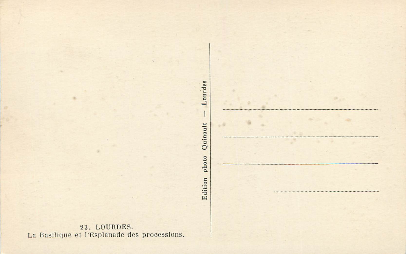 CPA Lourdes la basilique et l'esplanade des precessions — Verso