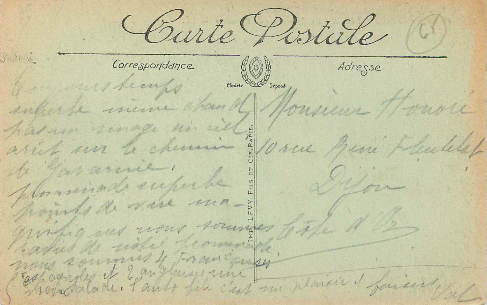 CPA Route de Pierrefitte a Luz pont de Pescadere  — Rückseite
