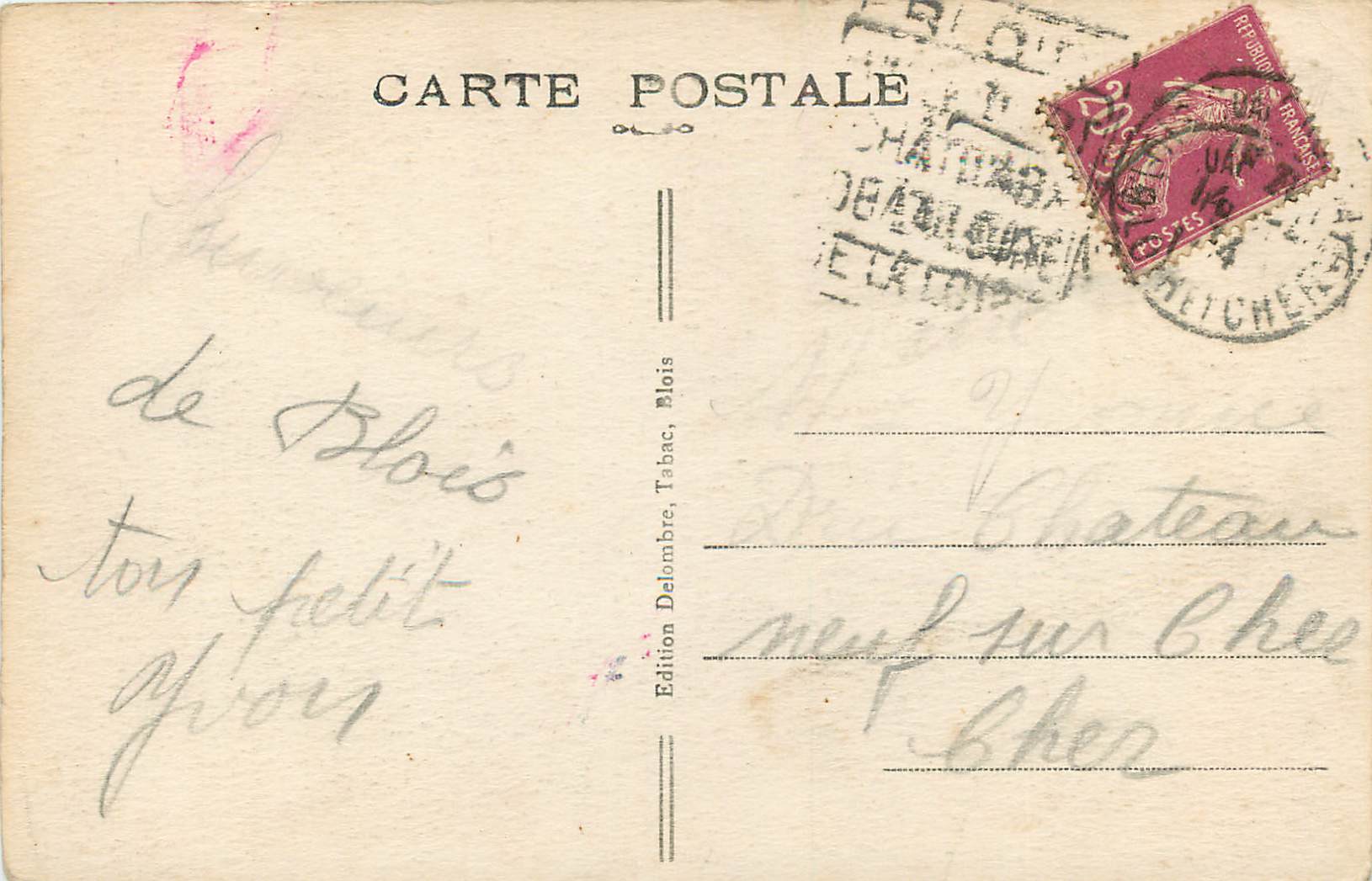 CPA Blois (L et C) Le Grand Escalier et la Statue Denis Papin — Verso