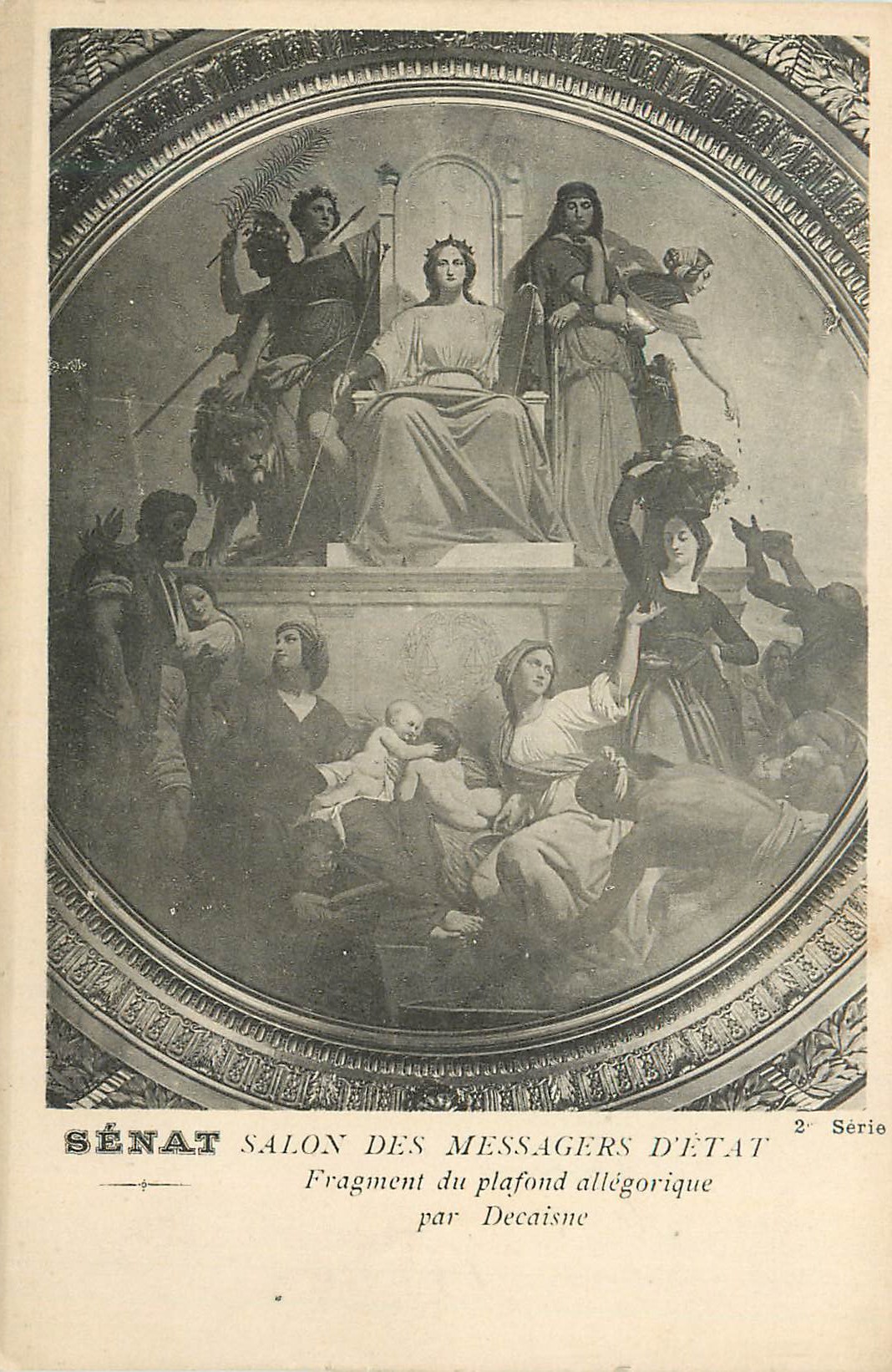 CPA Senat Salon des Messagers d'Etat Fragment du plafond allegorique par Decaisme