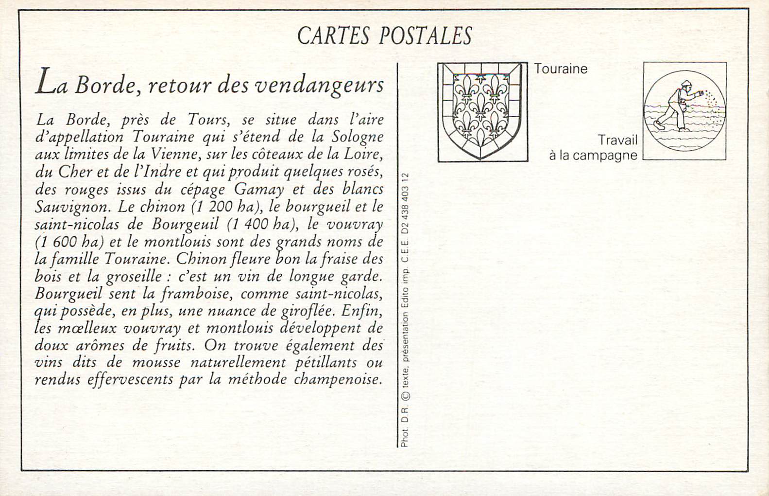 REPRO Les Vins de Touraine La Borde (Joue-lez-Tours) Retours des vendangeurs — Rückseite