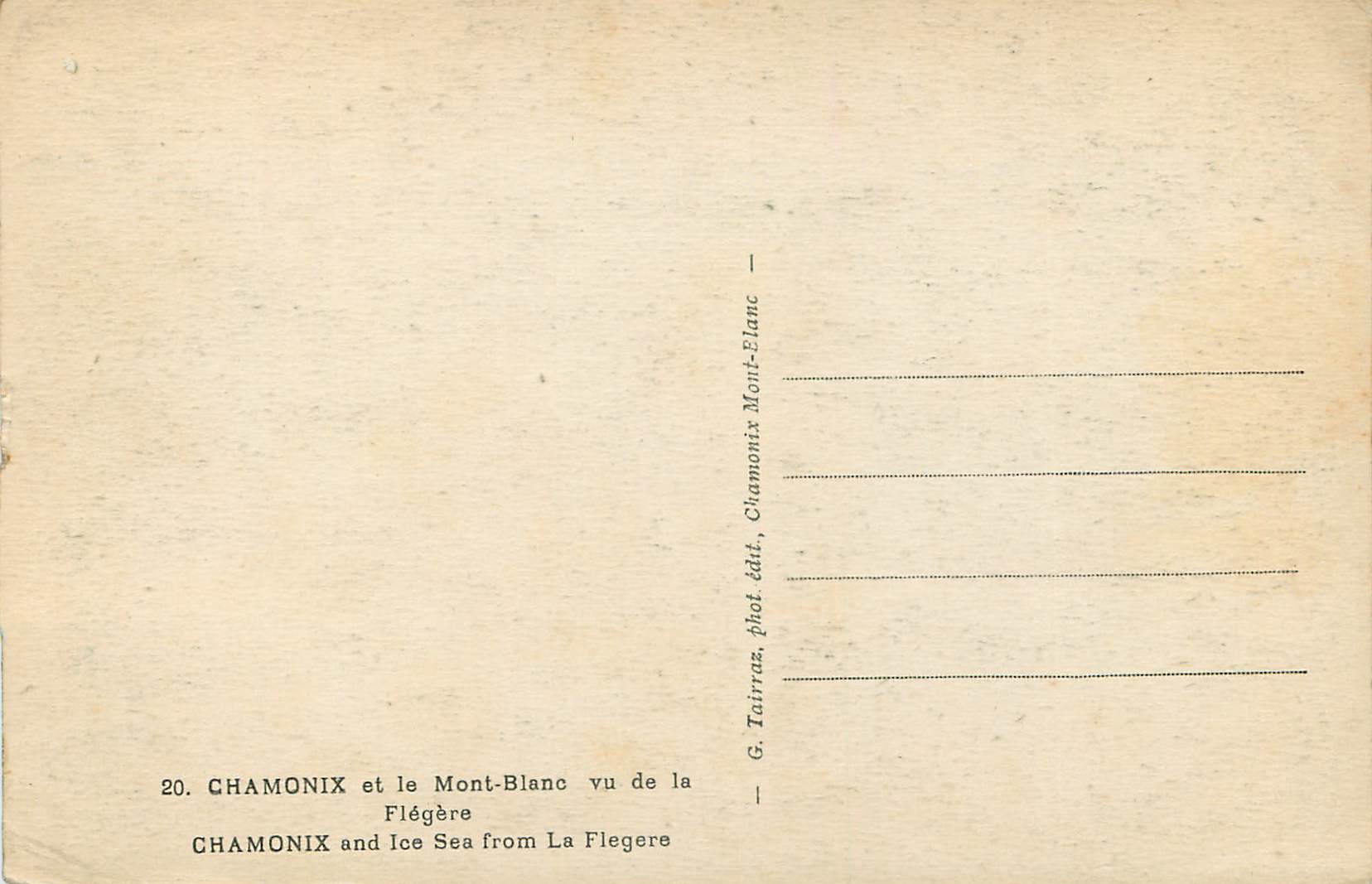 CPA Chamonix et le Mont-Blanc vu de la Flegere — Rückseite