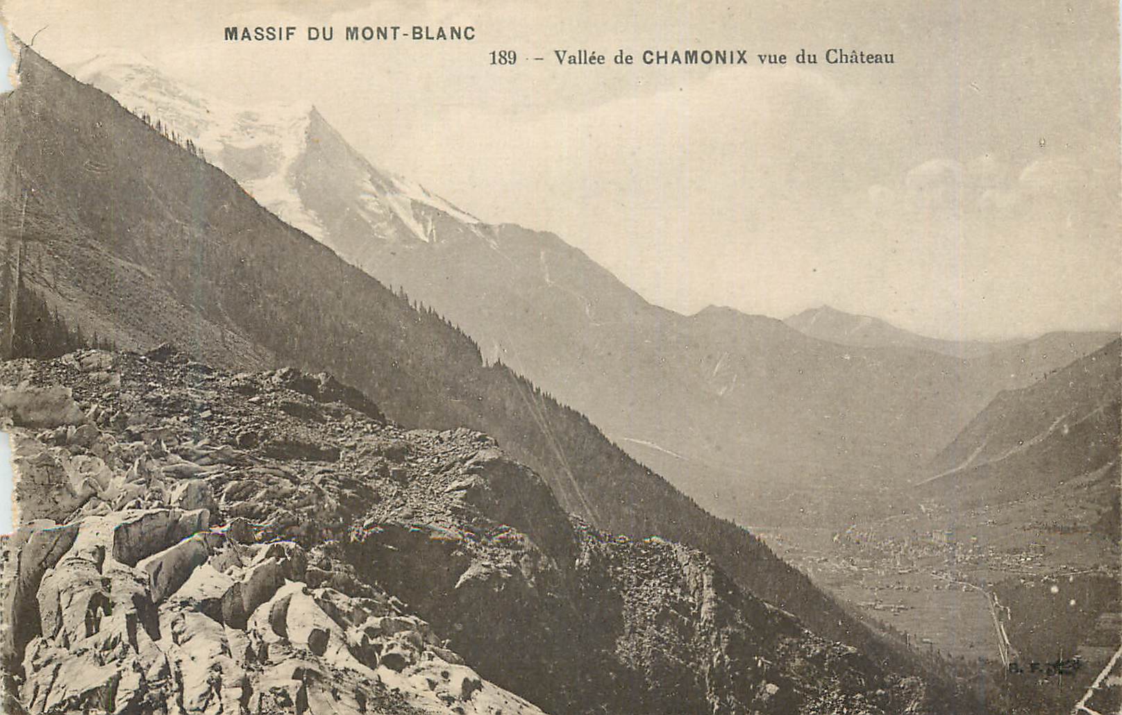 CPA Massif du Mont-Blanc Vallee de Chamonix vue du Chateaux