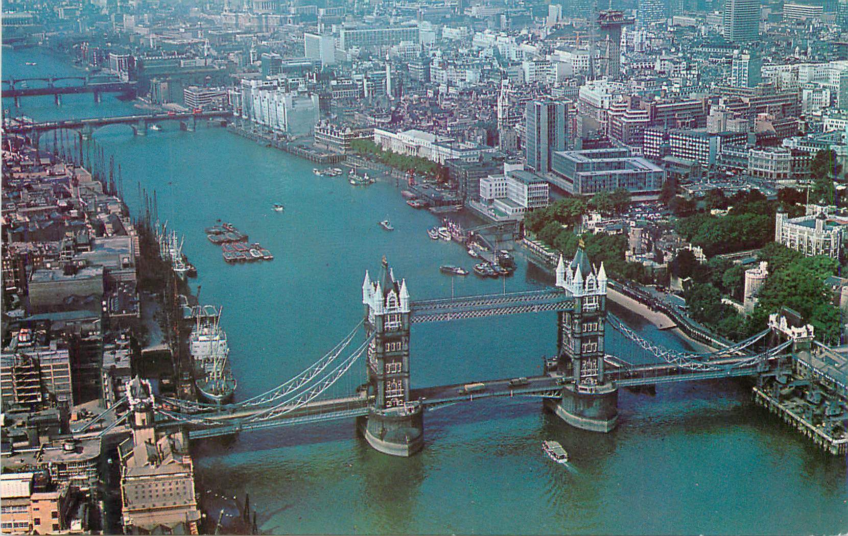CPM London Aerial View of Tower Bridge and the City of London
