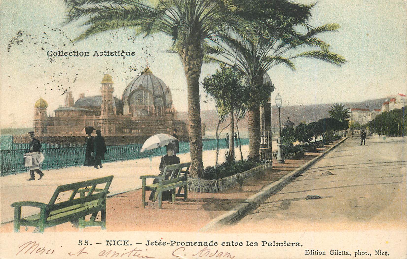 CPA Nice Jetee Promenade entre les Palmiers