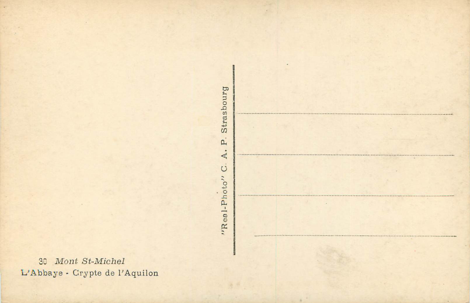 Crypte de l'Aquilon — Mont-Saint-Michel — C. A. P. Strasbourg — Verso