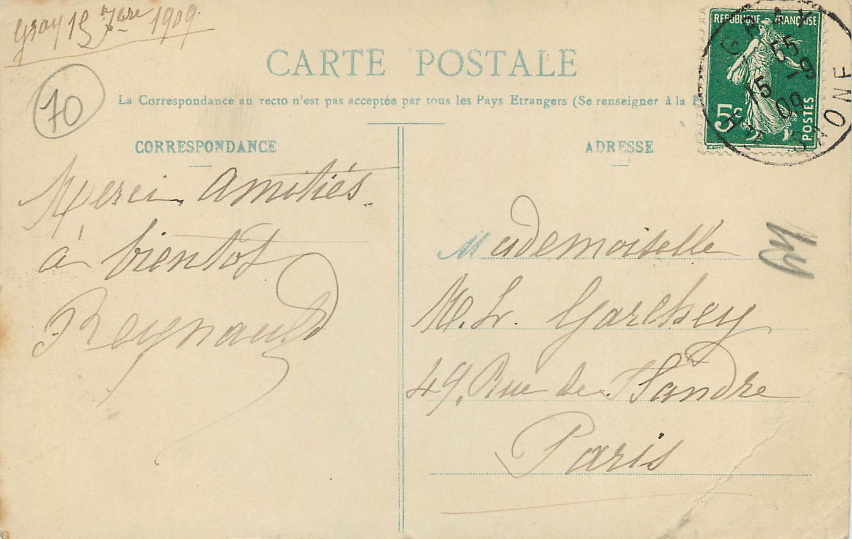 Reliquaire de la statue miraculeuse de N.-D. de Gray — Couronnement du 16 mai 1909 — Imp.-lib. Bergeret, Gray — Reverso