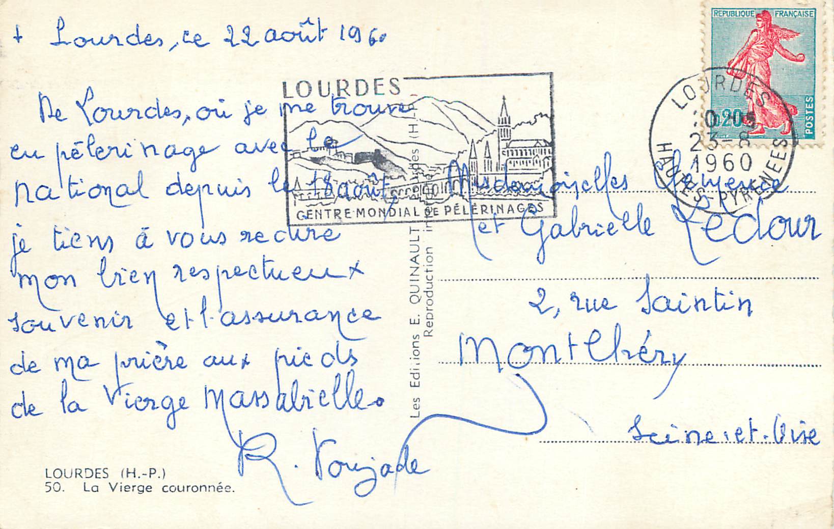 CPM Lourdes (H P) La Vierge couronnee — Verso