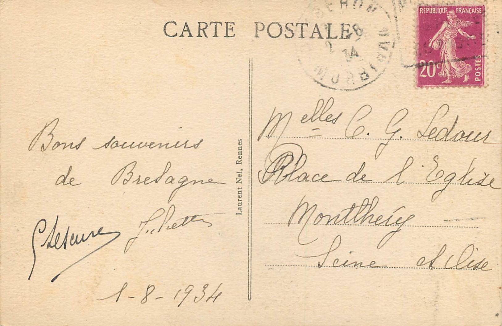 CPA Presqu'ile de Quiberon Rochers pres de Port Ra — Rückseite