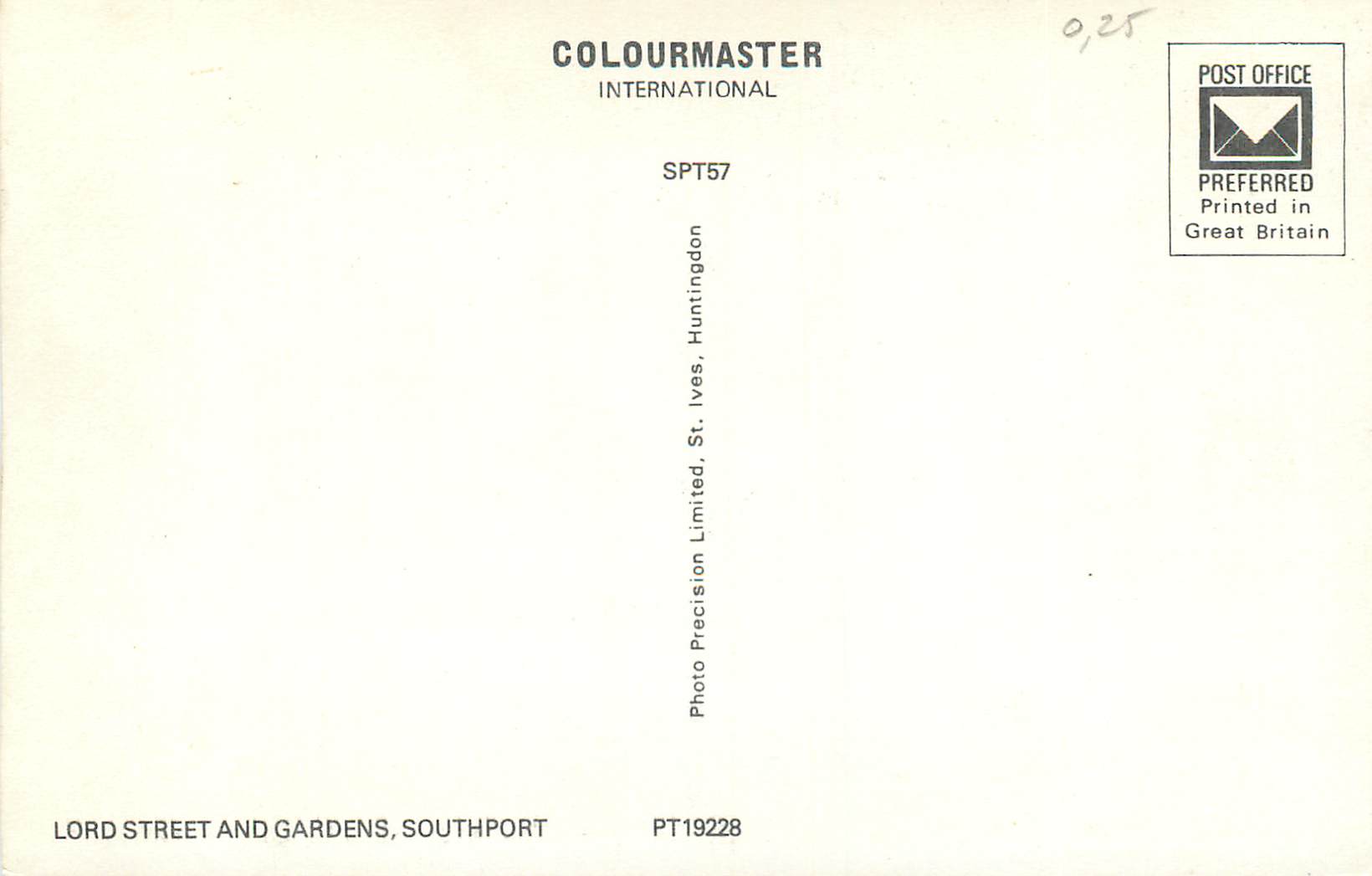 CPM Lord Street and Gardens Southport — Rückseite