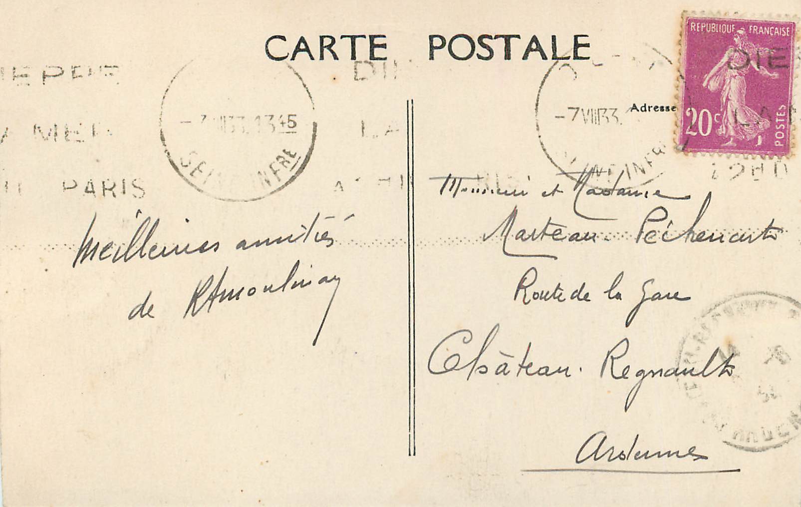 CPA Puys La Plage — Verso