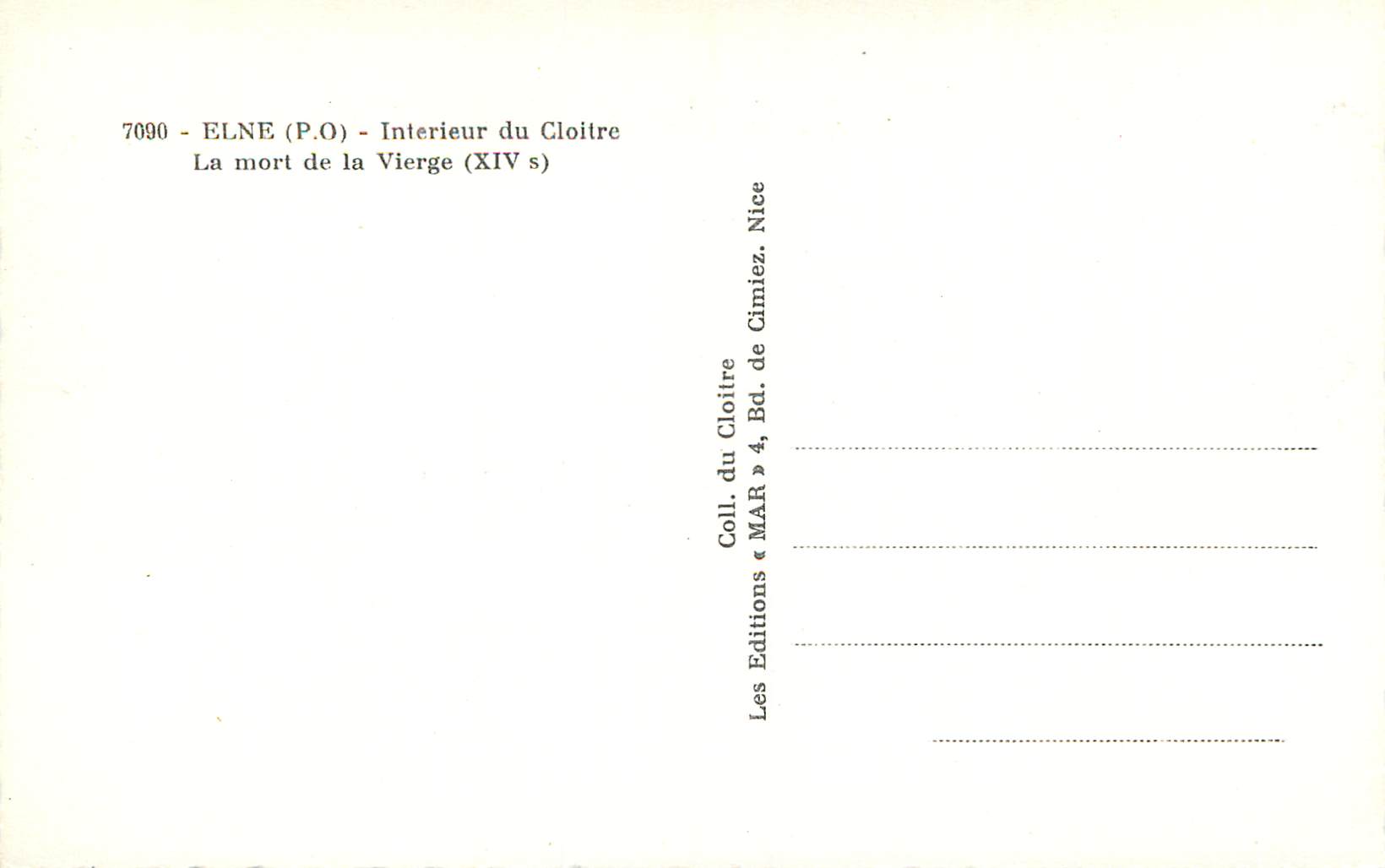 CPM Elne (P O) Interieur du Cloitre La Mort de la Vierge — Rückseite